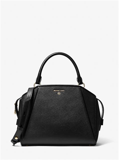 Cleo Medium Saffiano Leather Satchel 